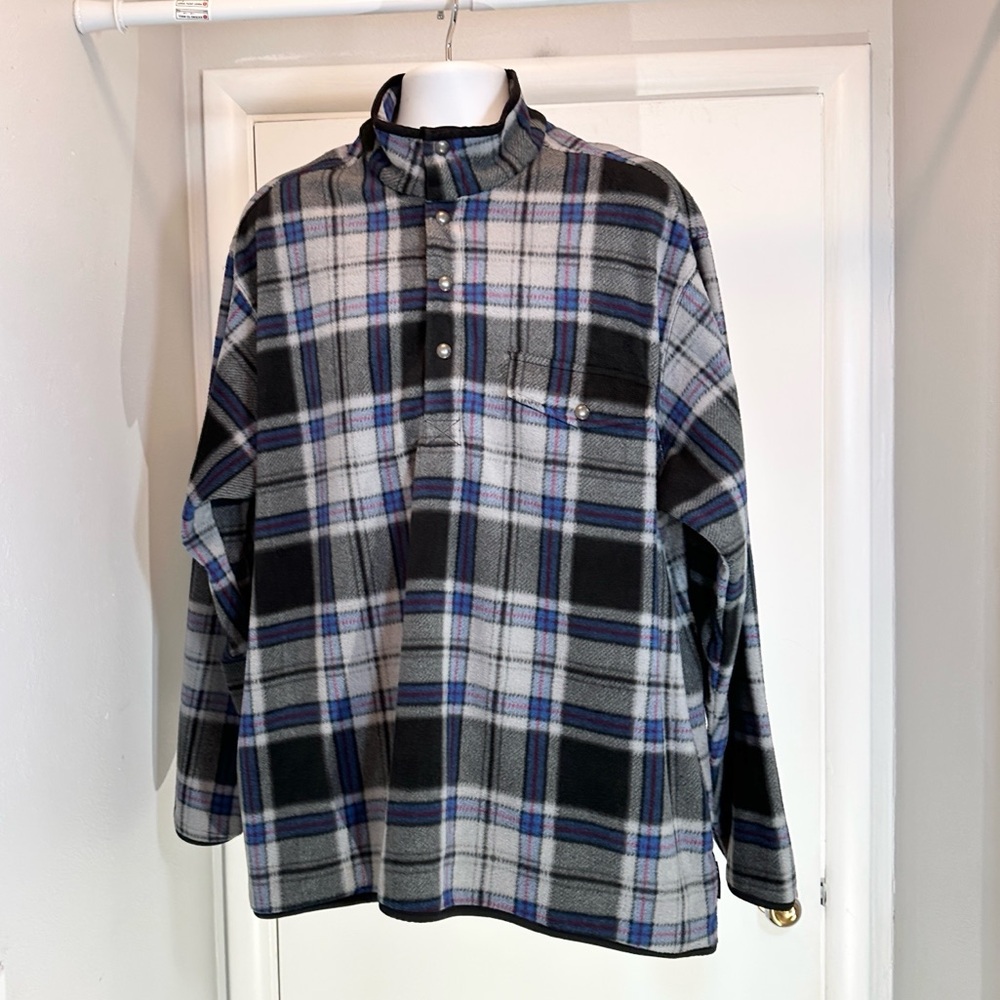 IZOD Streetwear 1/4 Snap-Up Scottish Plaid Pullover Shirt Jacket XXL - Picture 5 of 10